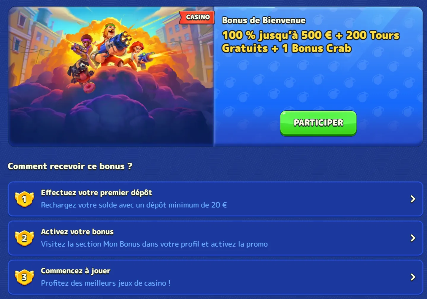 Pistolo Casino Le bonus de bienvenue